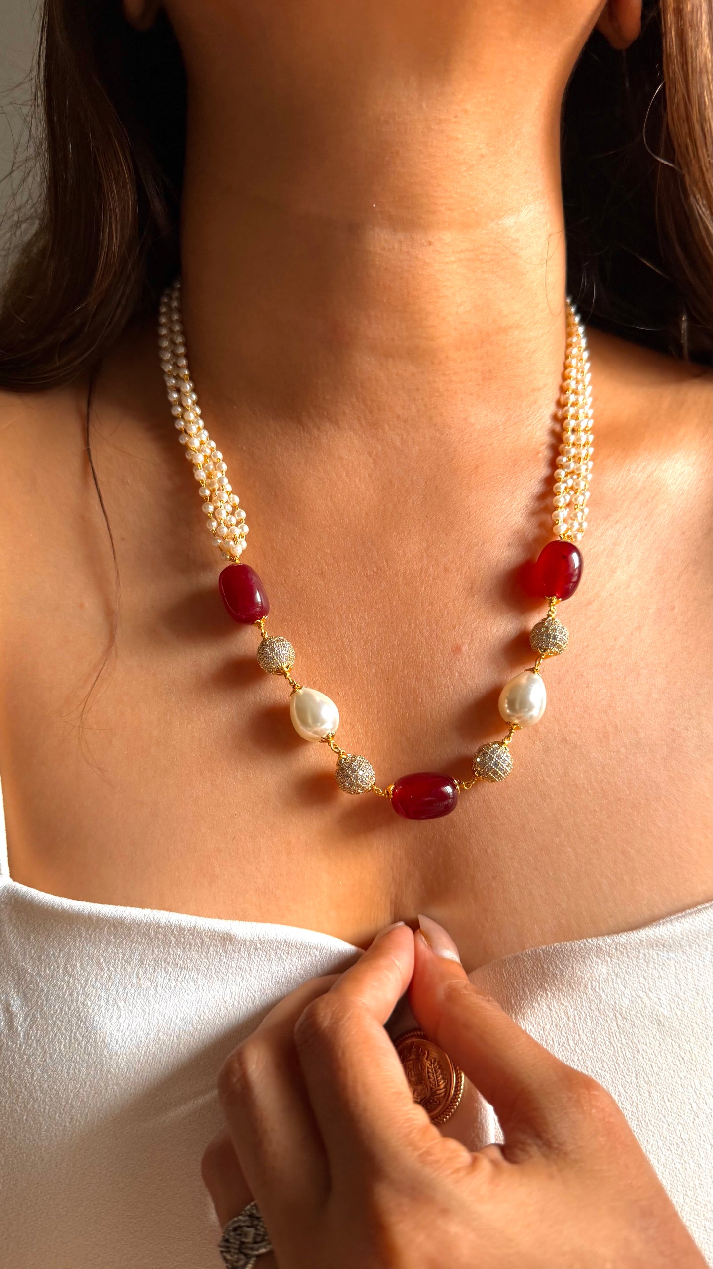 Ruby pearl string