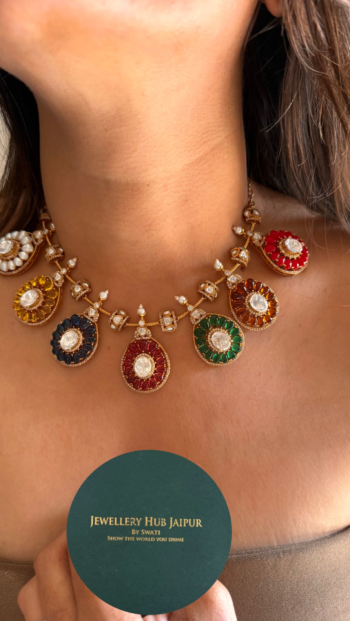 Navratna designer collar Necklace