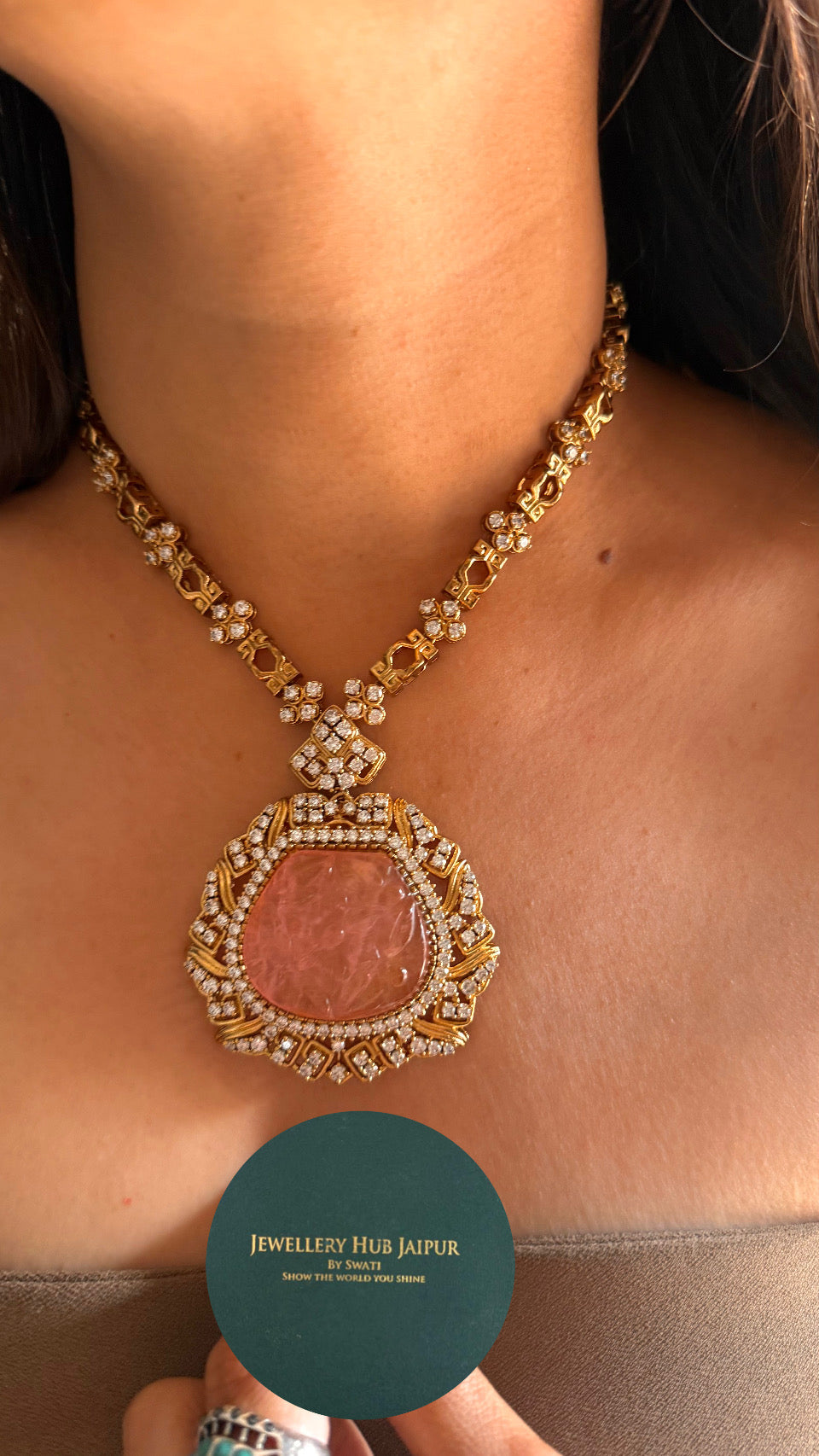 Necklace rose quartz  craving stone