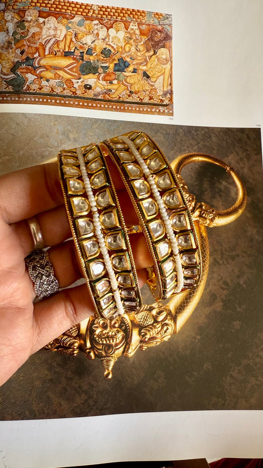 AC kundan emerald meenakari openable bangle