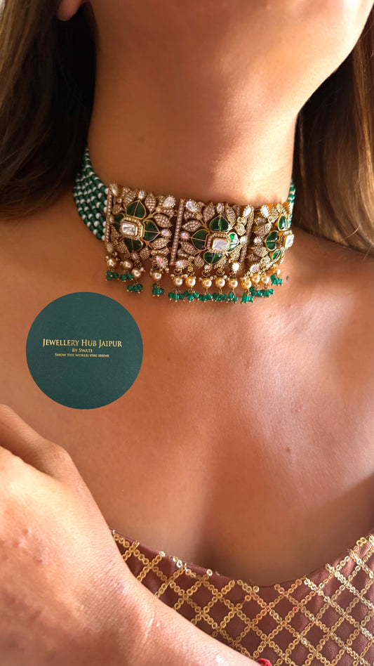 Naina emerald katdana moissanite choker