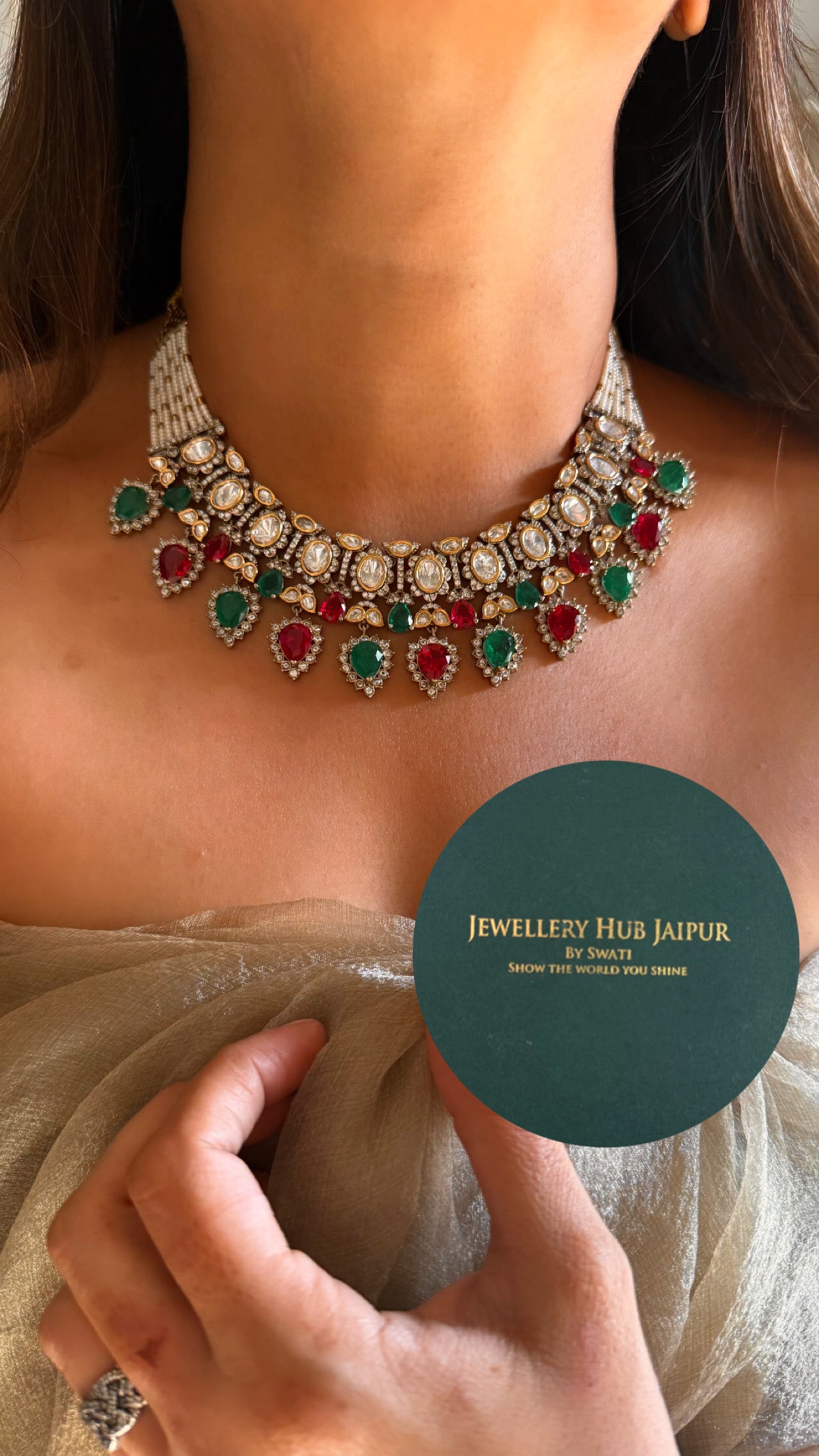 emerald and ruby victorian necklace