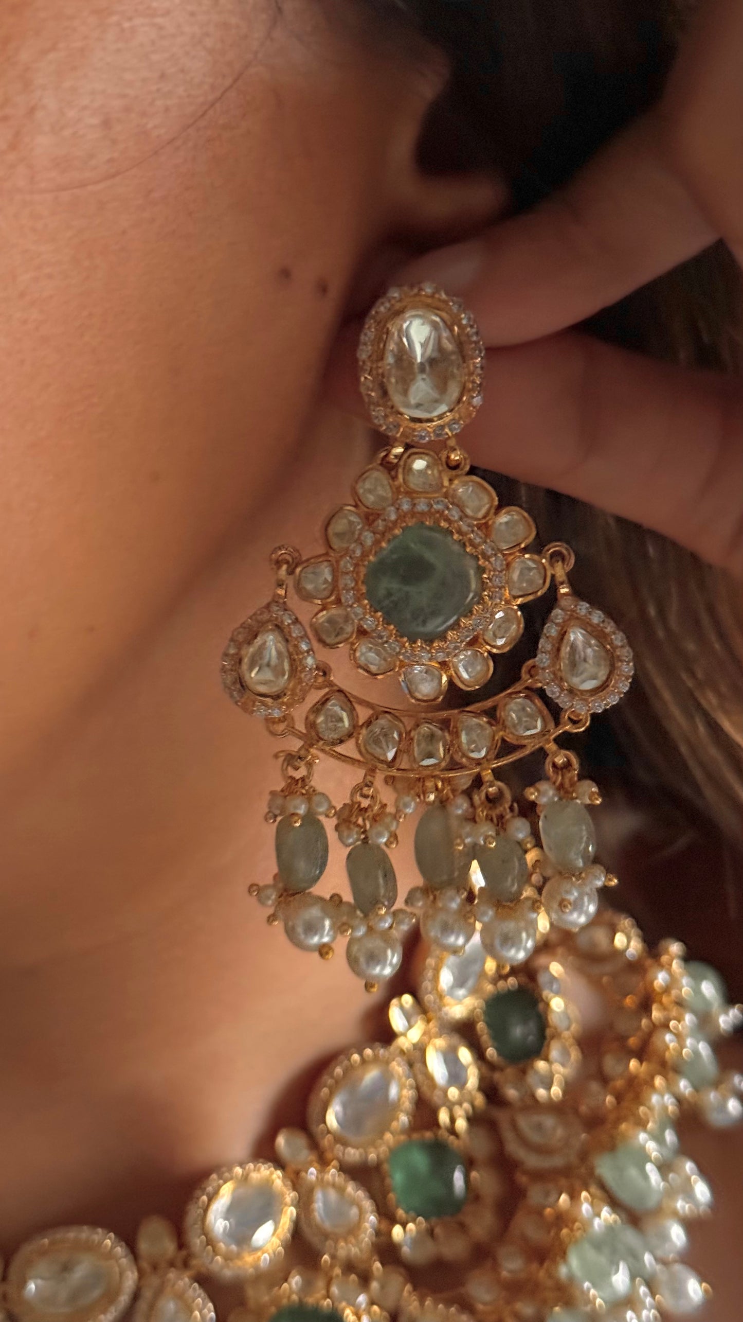 Mint doublet real moissanite bridal Asia Necklace