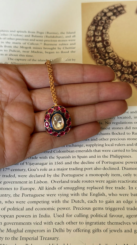 Sapphire & ruby meenakari maangtika