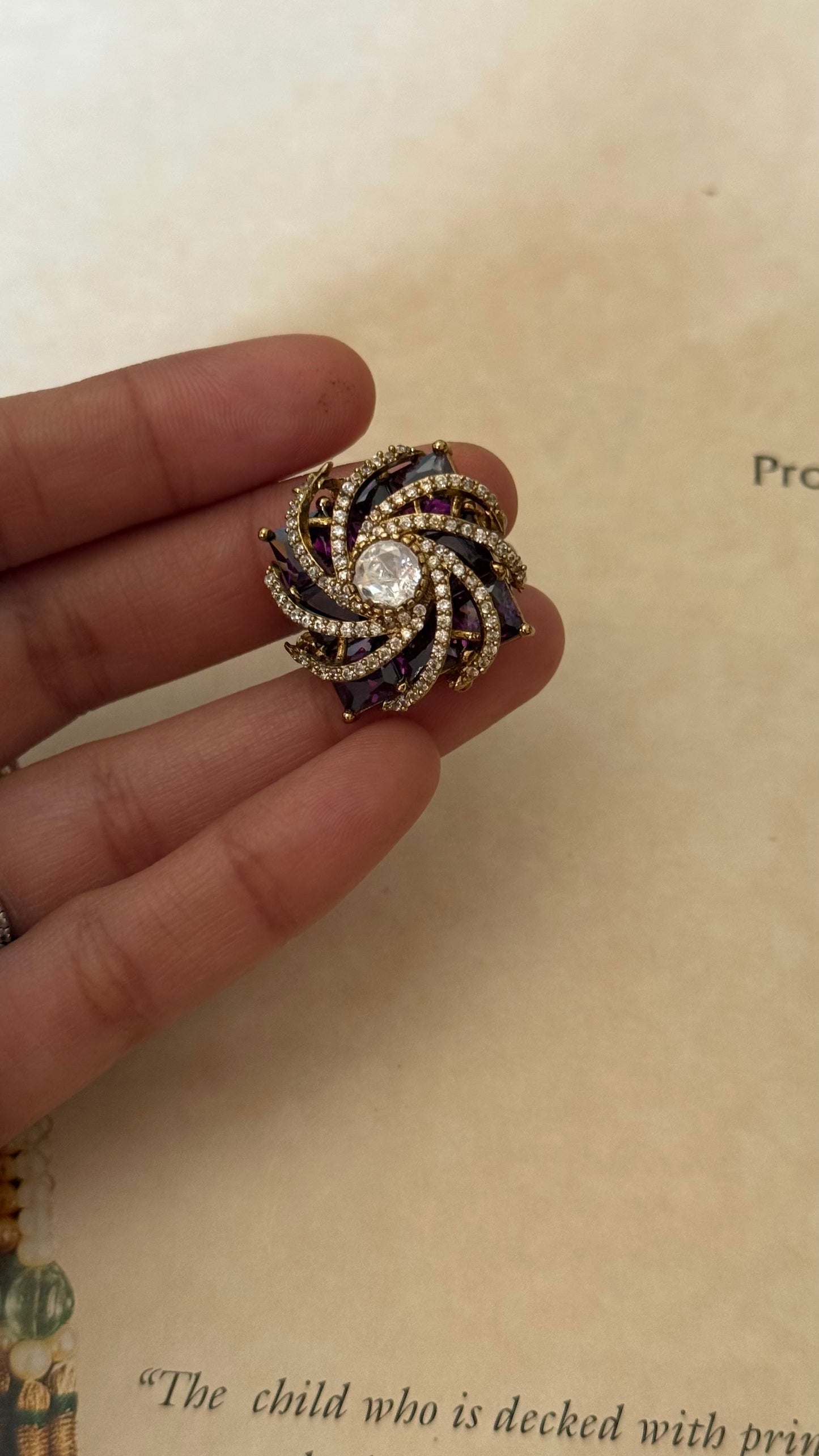 Tanzanite moissanite designer adjustable ring