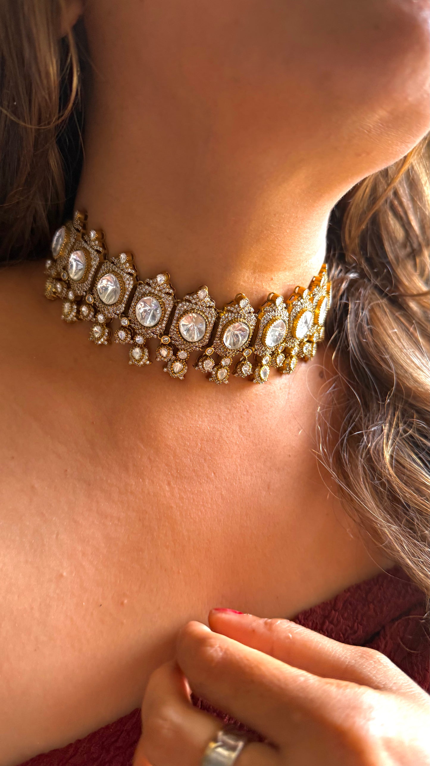 Uncut polki Victorian choker