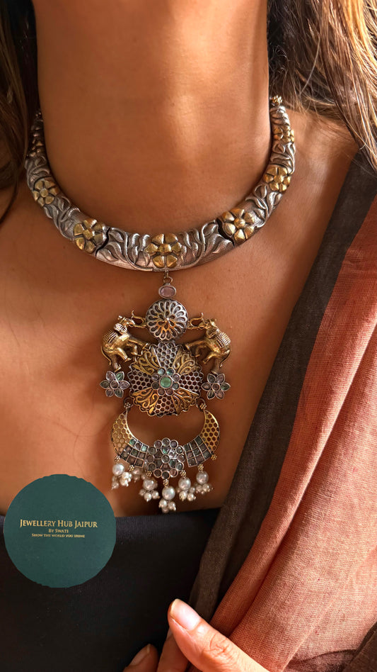 Gaj Inspired Floral kumba tribal Necklace