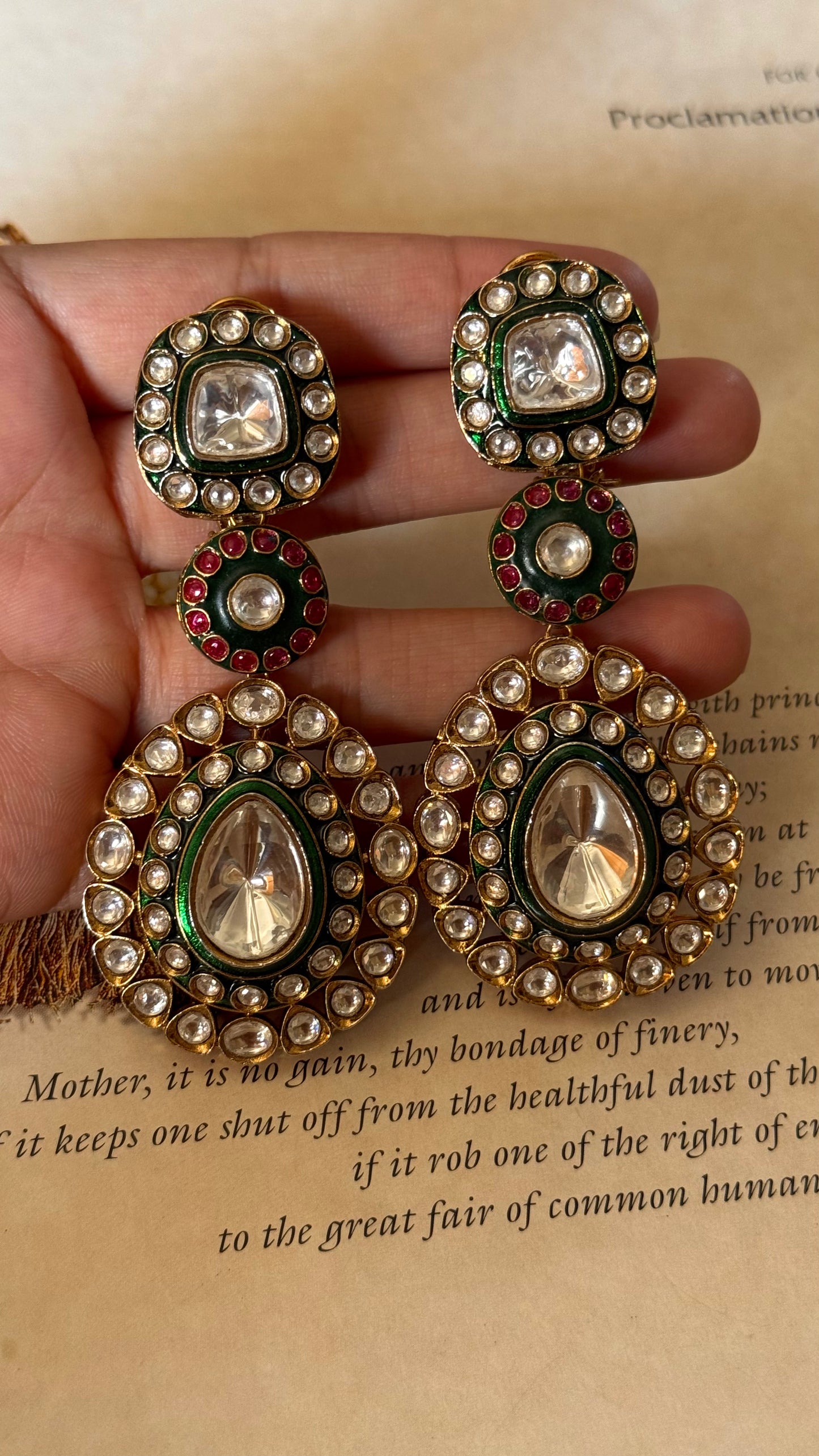 Ruby & emerald meenakari Earrings