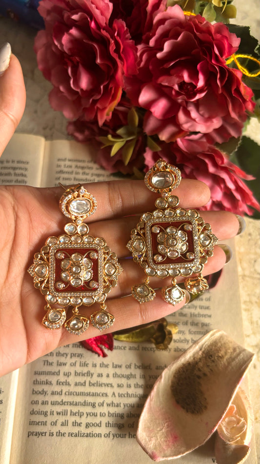 Ruby Moissanite polki earrings