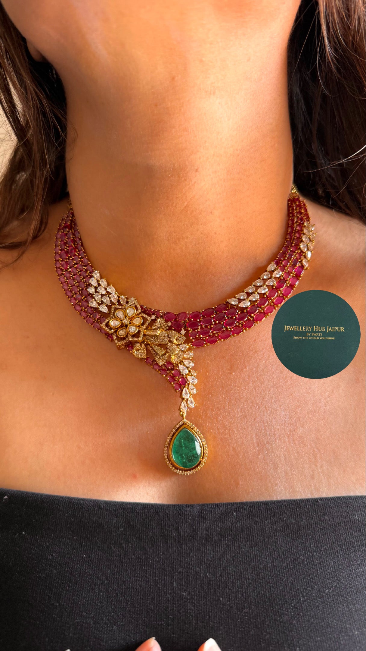 emerald & ruby designer necklace