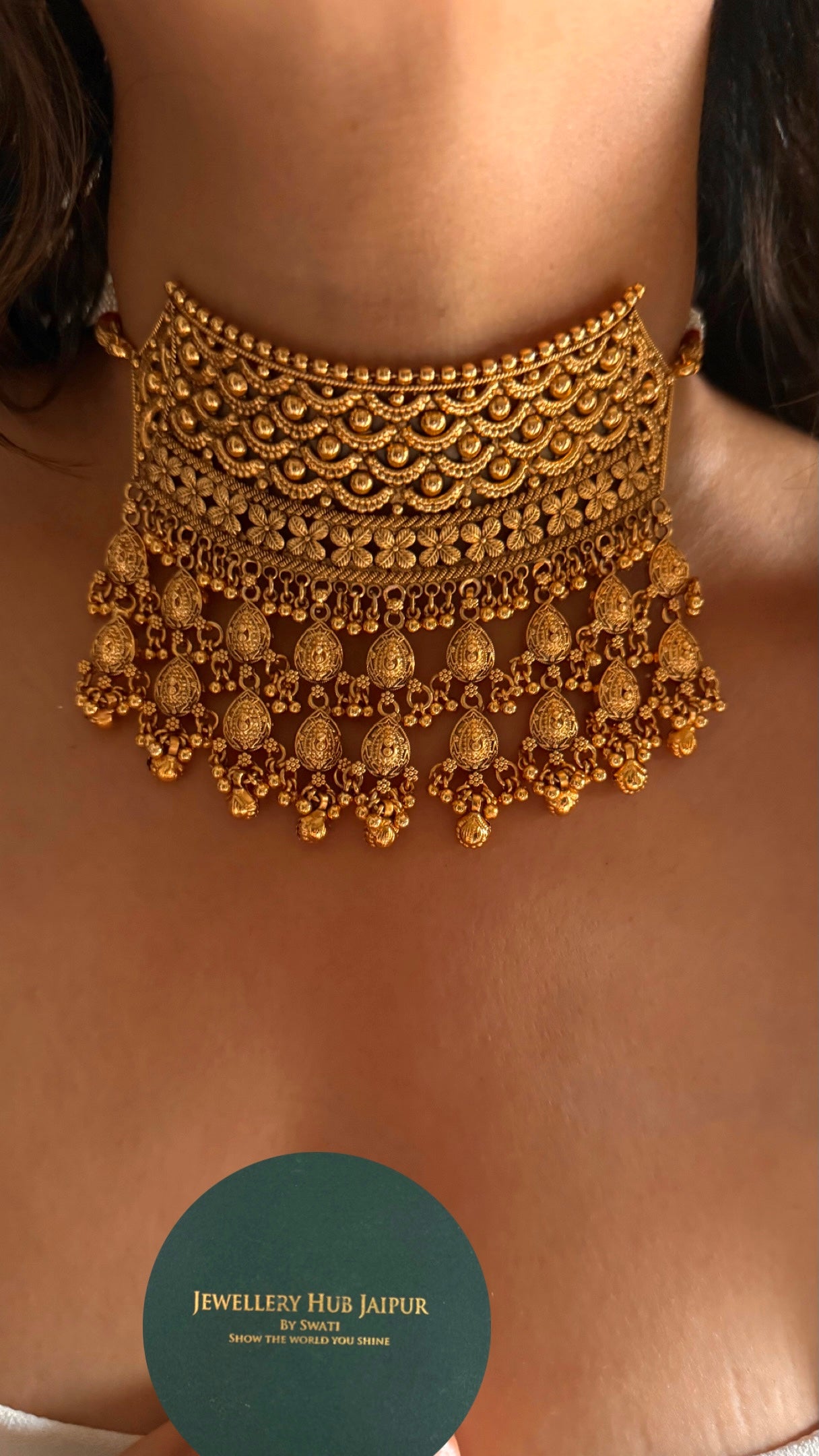Gold designer heritage nakashi Rajasthani aad Necklace