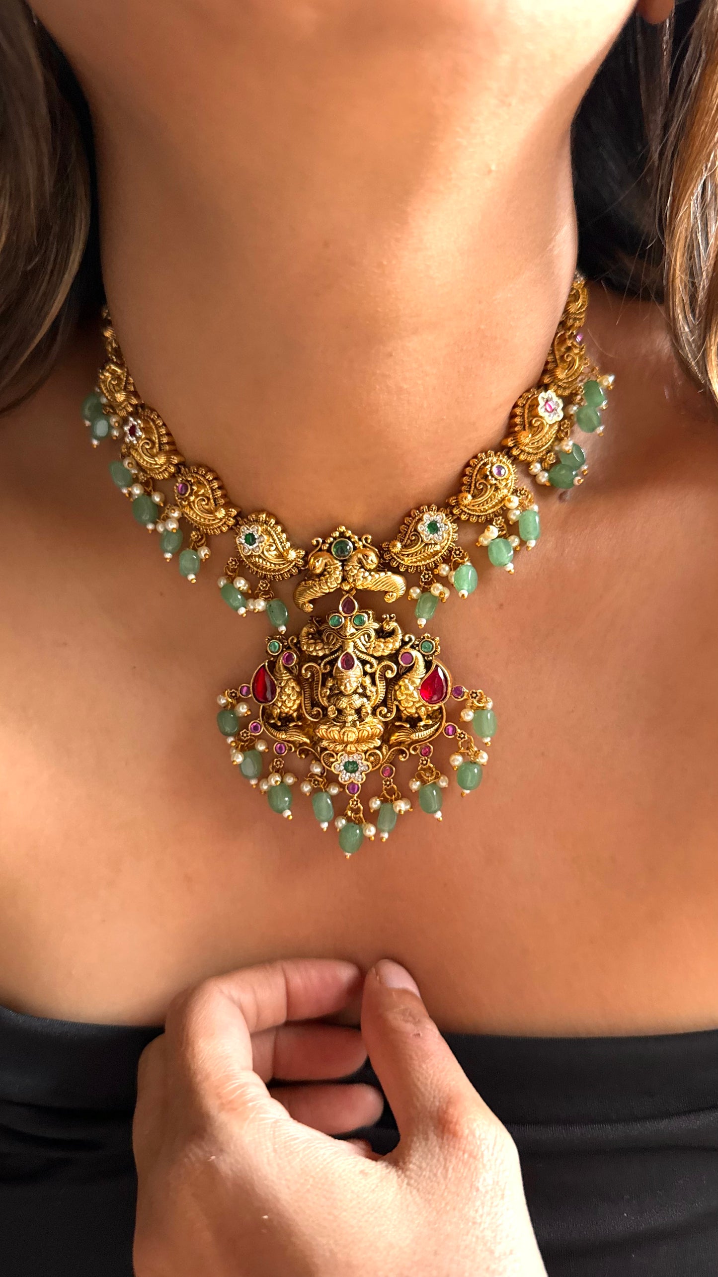 Goddess laxmi inspired temple necklace