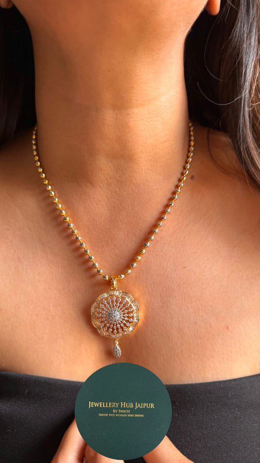 Cz floral glaze pendant Necklace