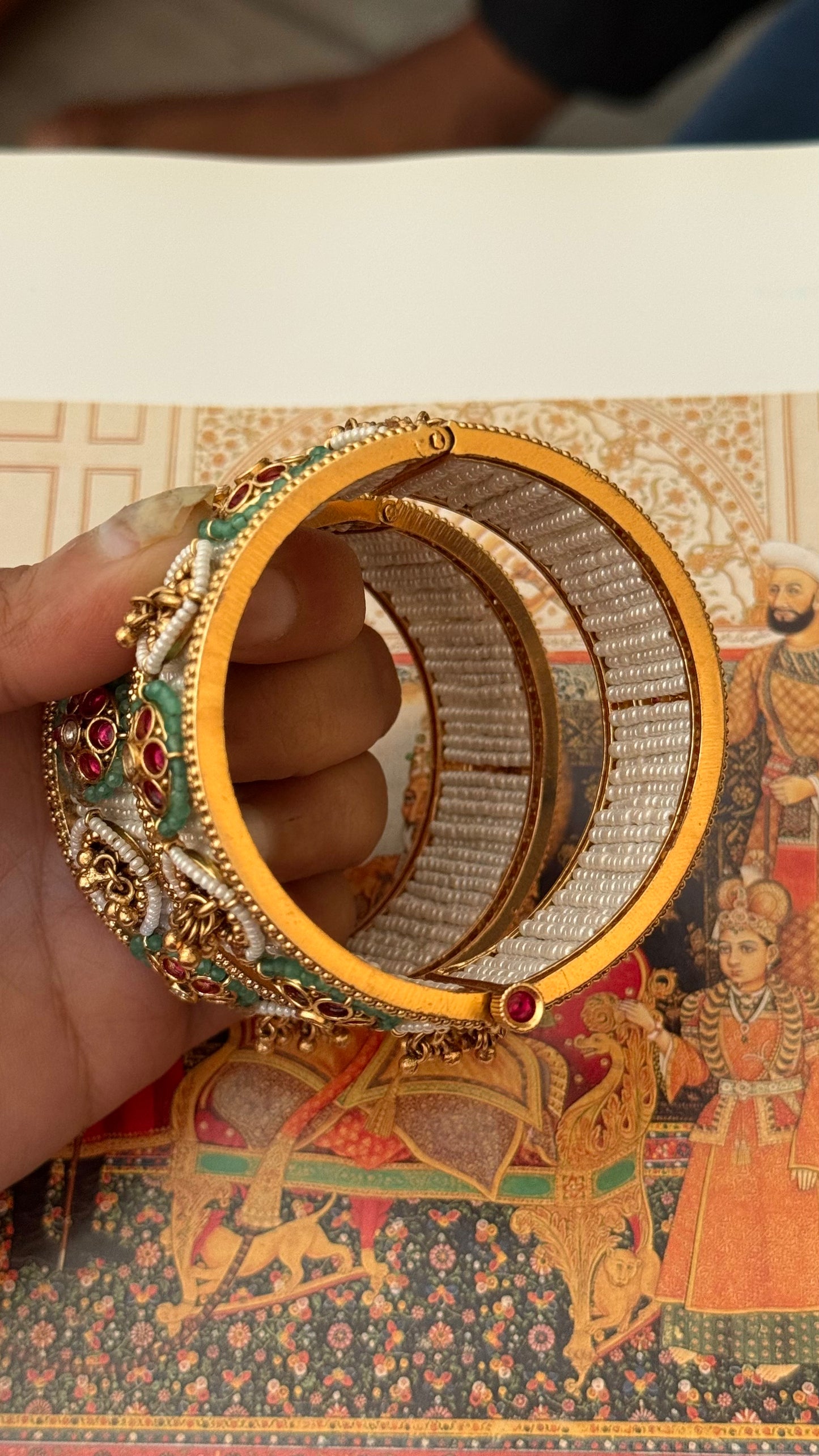 Rani pink floral mint Rajwada openable bangle