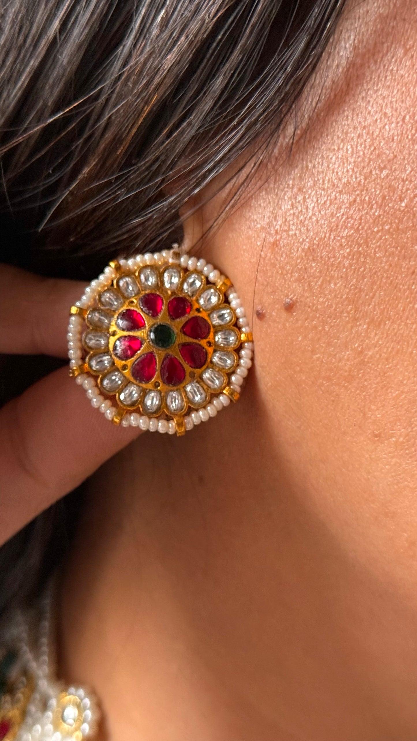 Designer pearl necklace with Pachi detailing