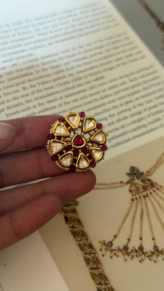 Ruby kundan meenakari ring