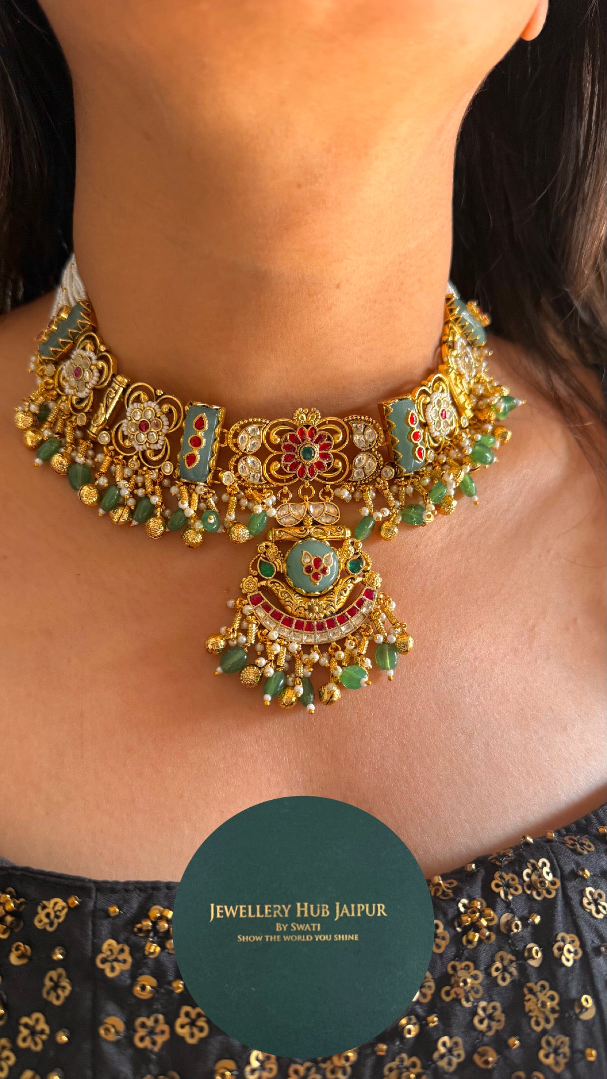 Mint heritage polki rajwadi necklace