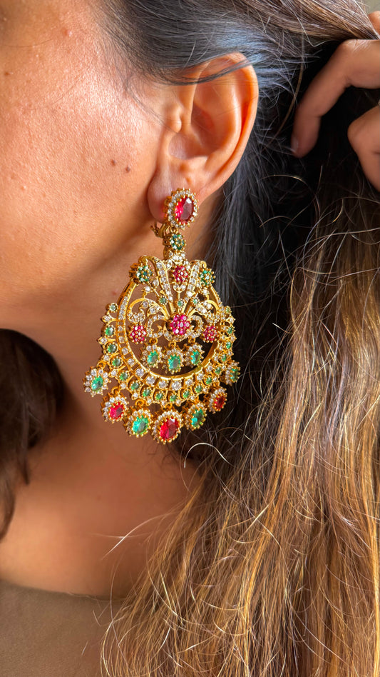 Sabhyasachi inspired navratna danglers