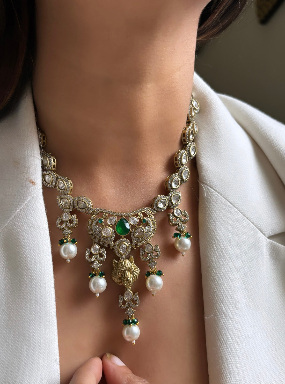 Sabyasachi leopard Emerald Necklace