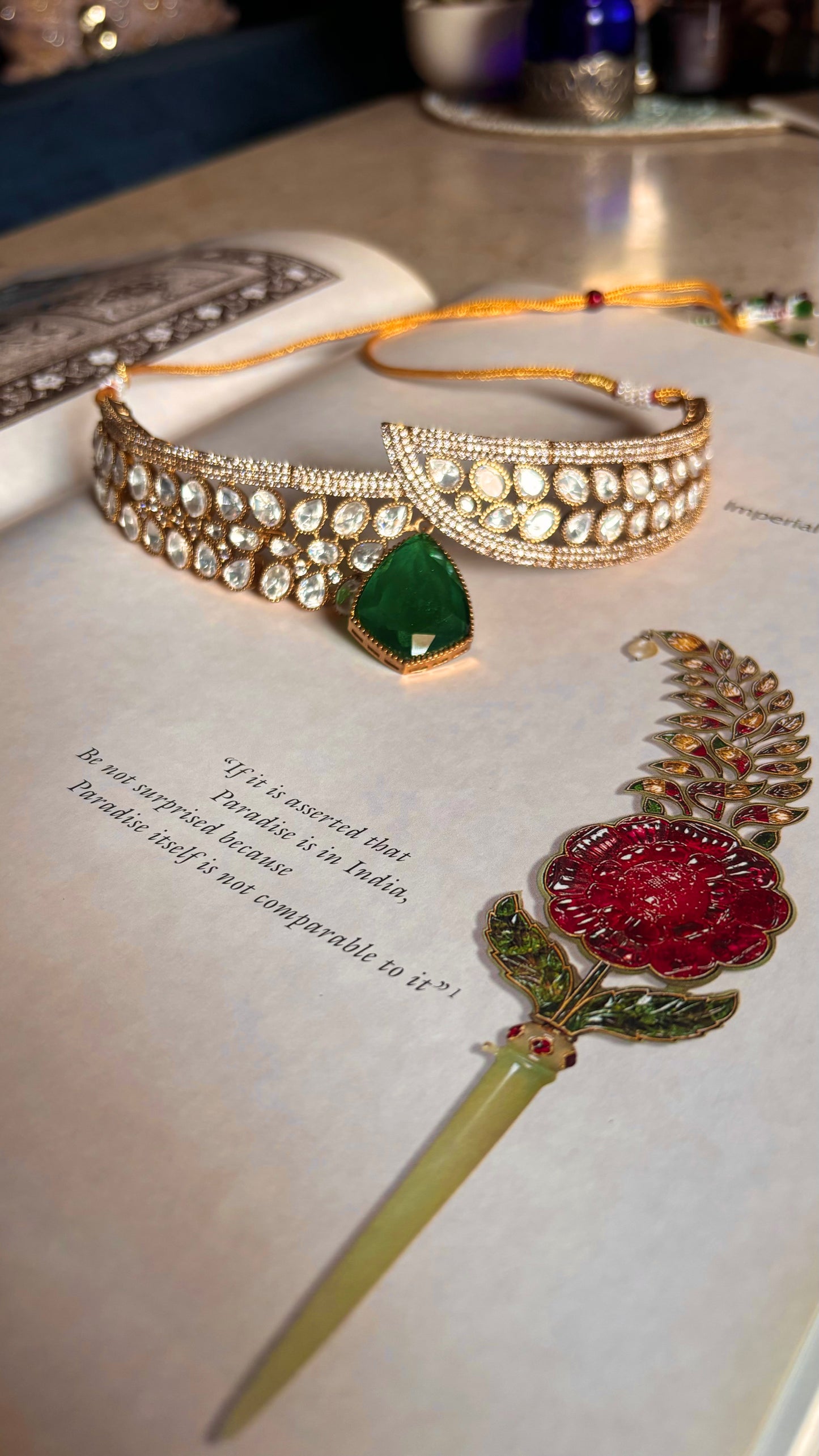 Anika Emerald moissanite designer necklace with earrings
