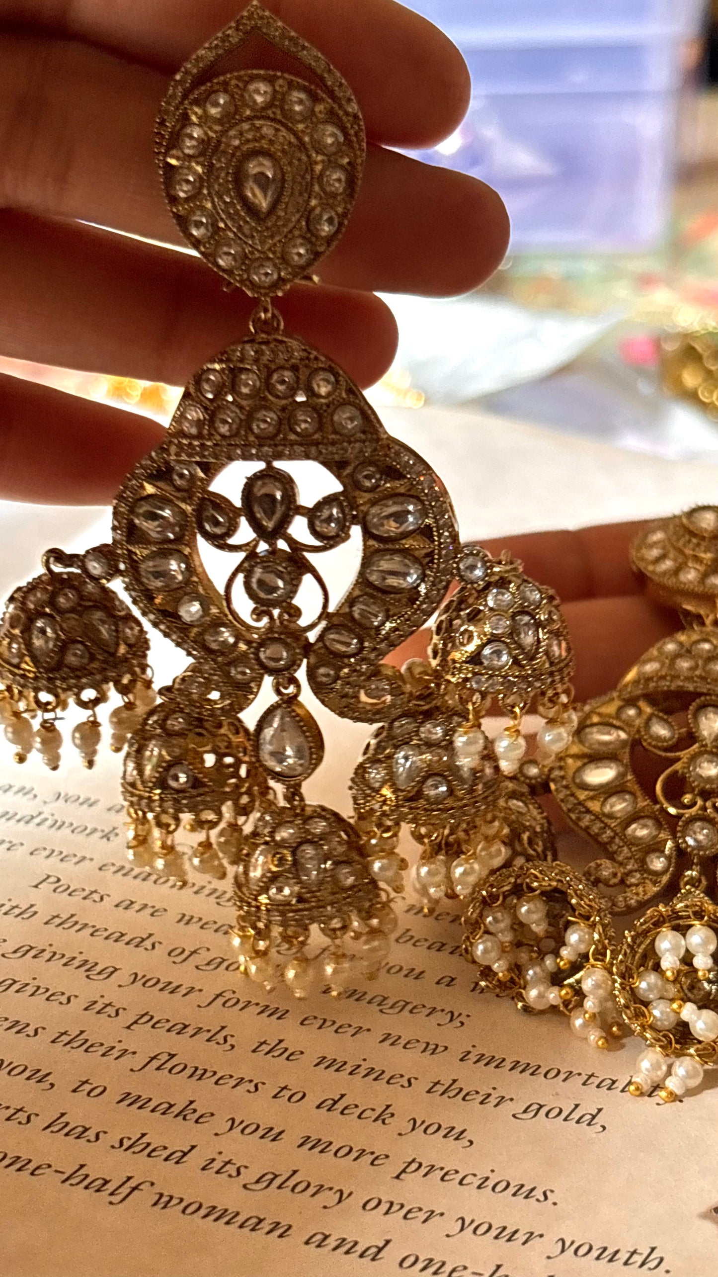 Moissanite jhumki Chandbali earrings