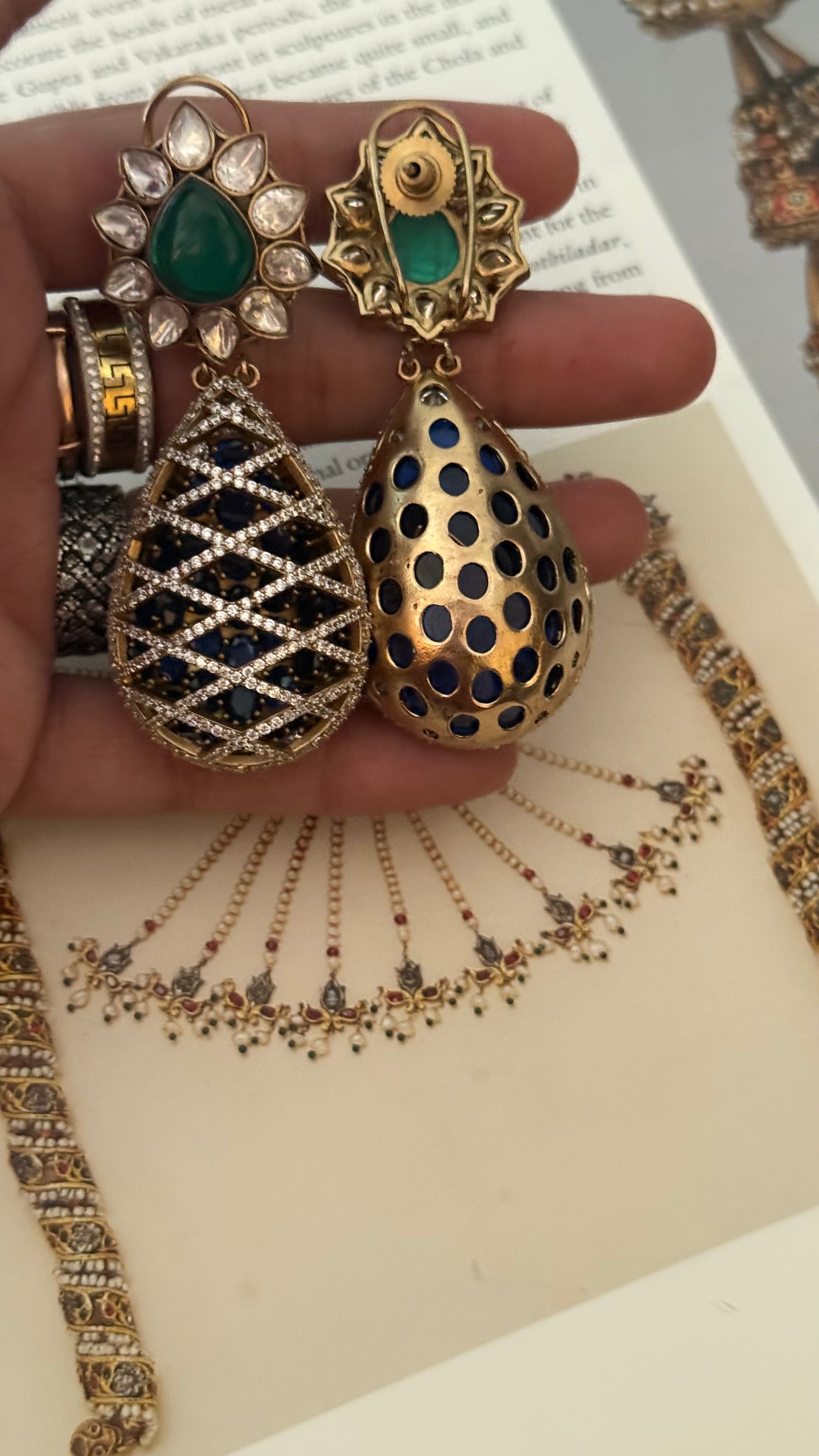 Sapphire moissanite emerald cocktail danglers