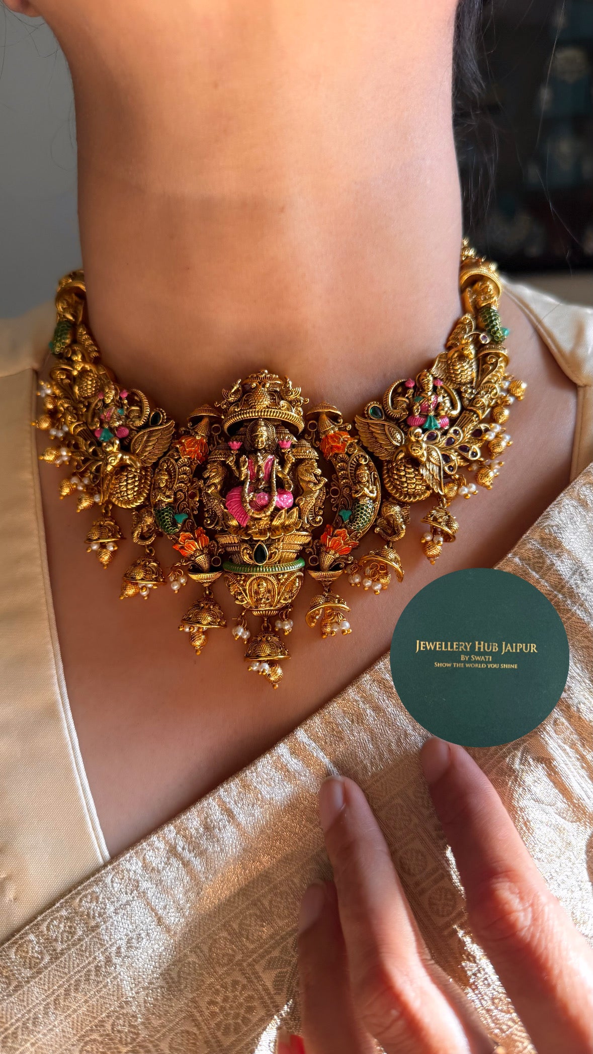 Goddess laxmi temple Meenakari Statement Necklace