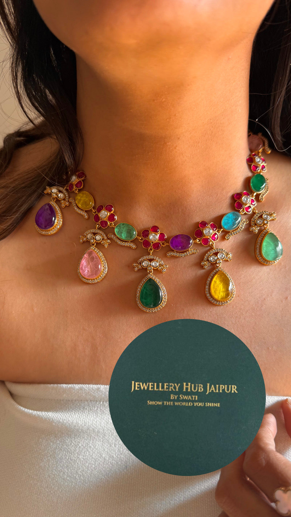 Amrapali inspired mixed stone collar necklace