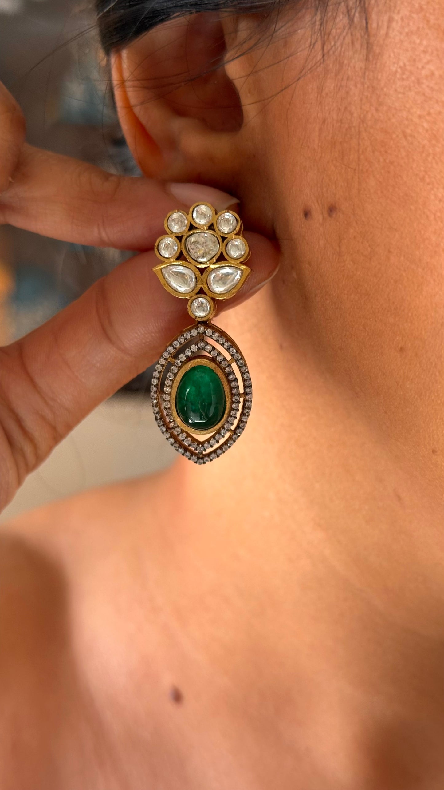 Emerald floral doublet necklace