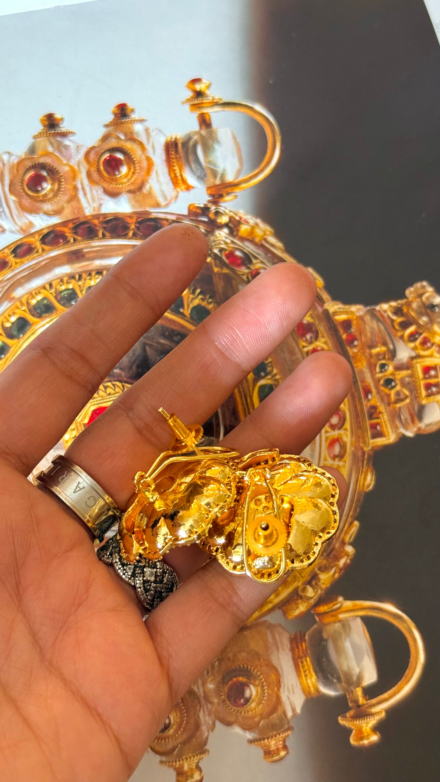 Dubai gold floral studs