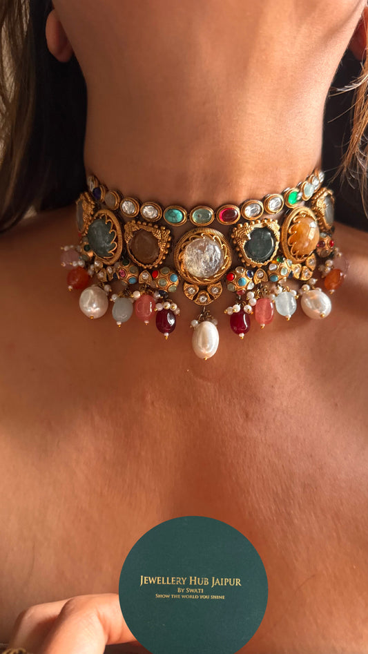 Sabyasachi inspired multicoloured choker necklace 1