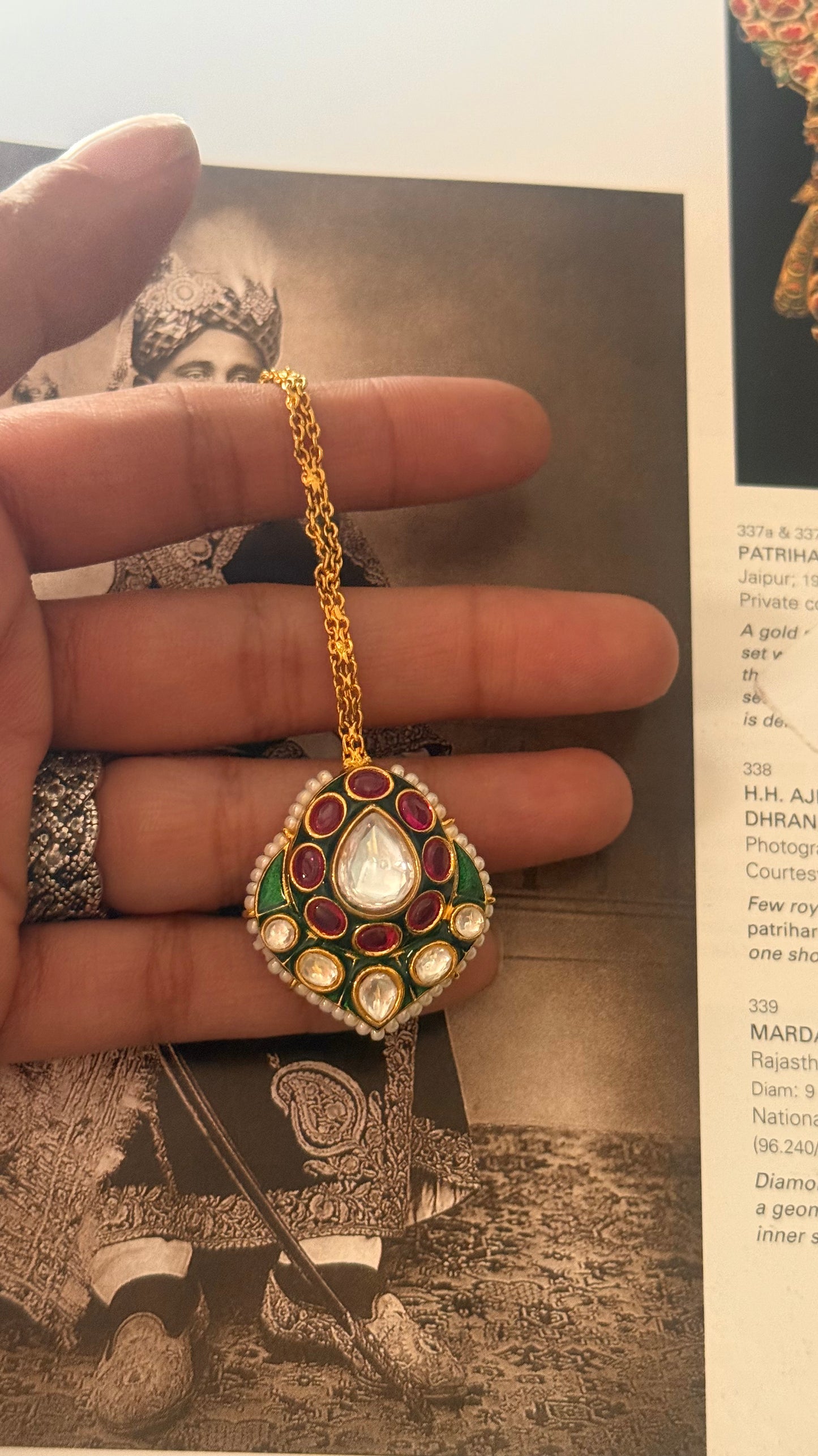 Ruby & emerald polki minimal  maangtika