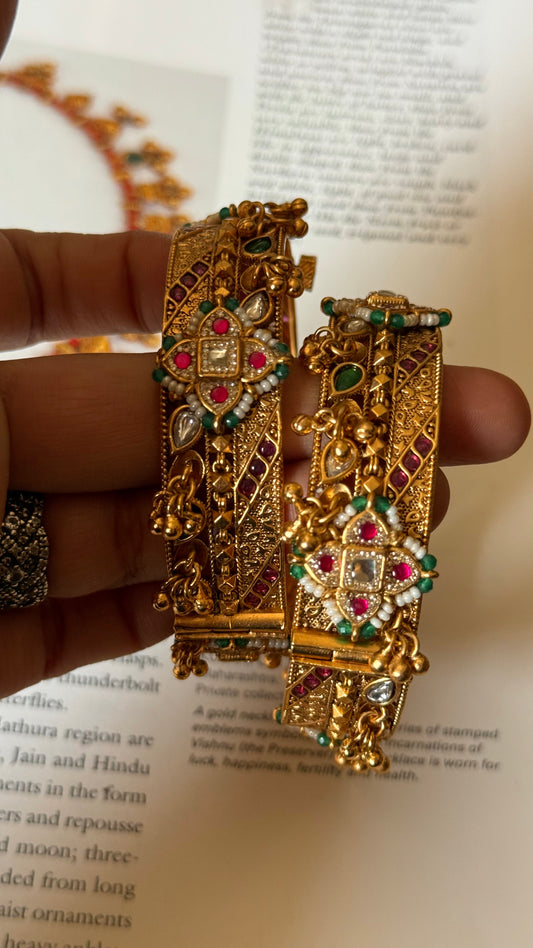 Ruby floral heritage openable bangles