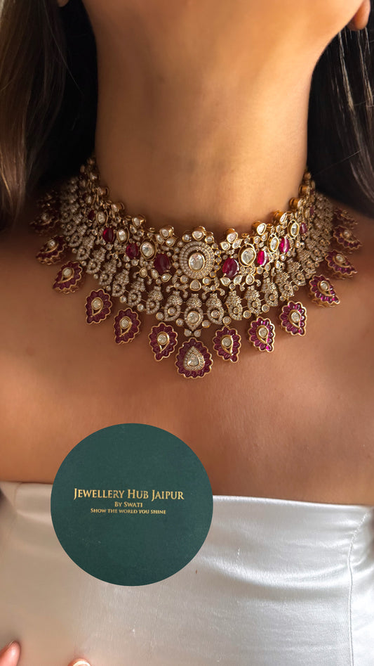 Rani pink Moissanite Victorian choker
