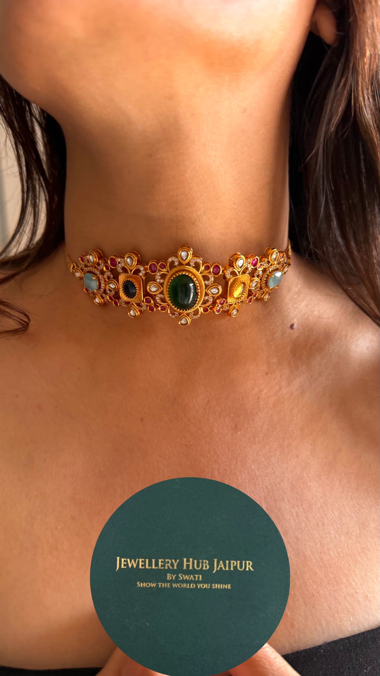 Emerald multicolour minimalist choker