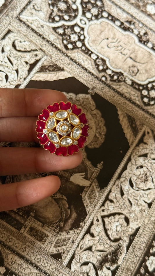 Ruby katdana floral moissanite adjustable ring