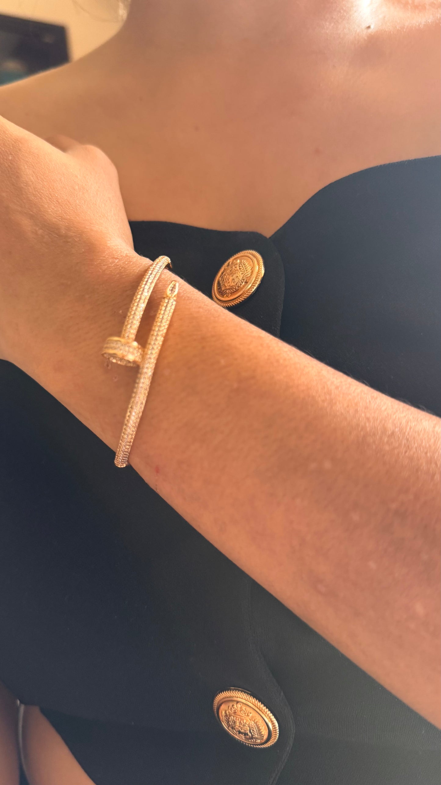 Crystal-Accented Nail bracelet