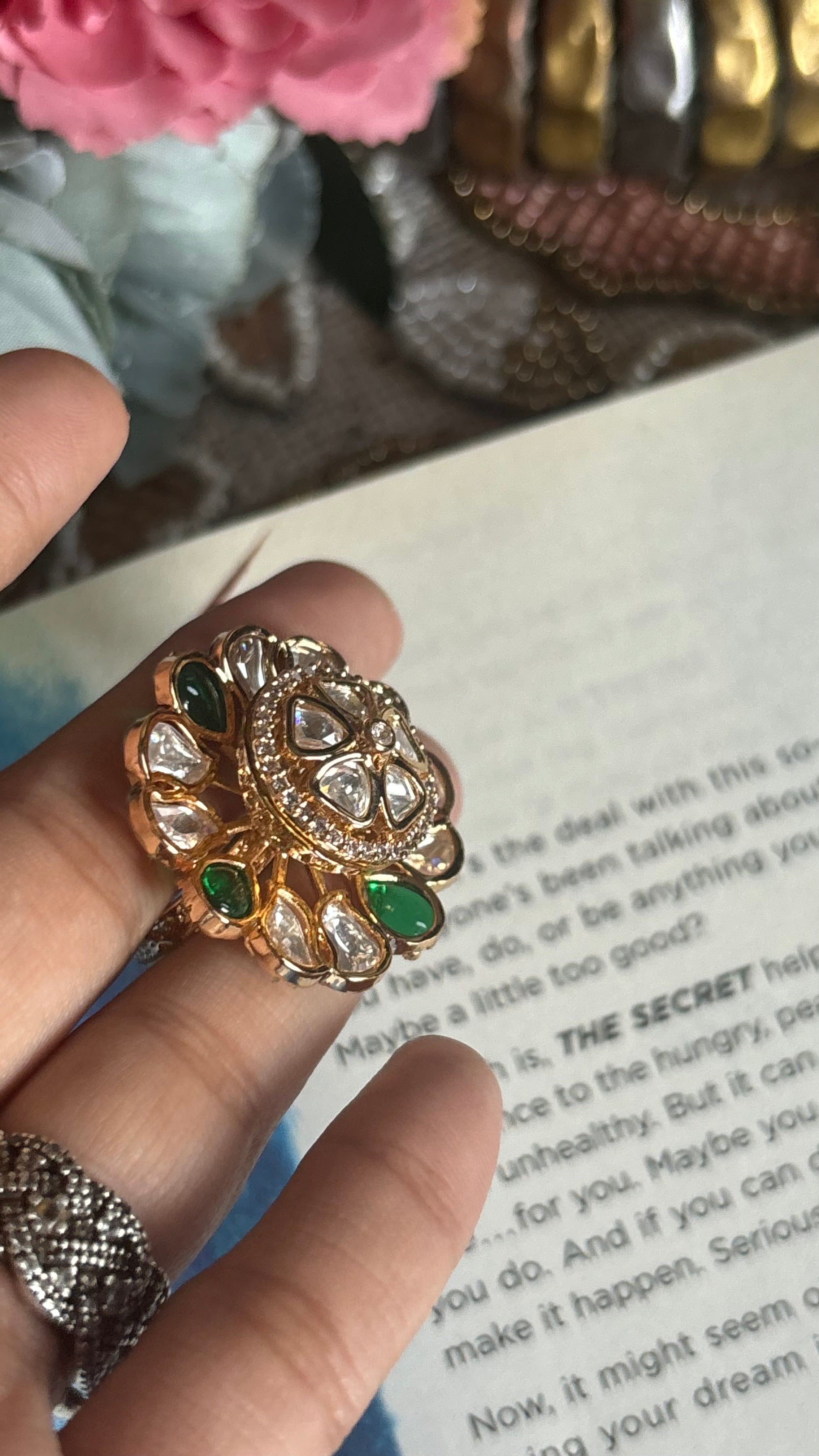 Emerald Moissanite ring