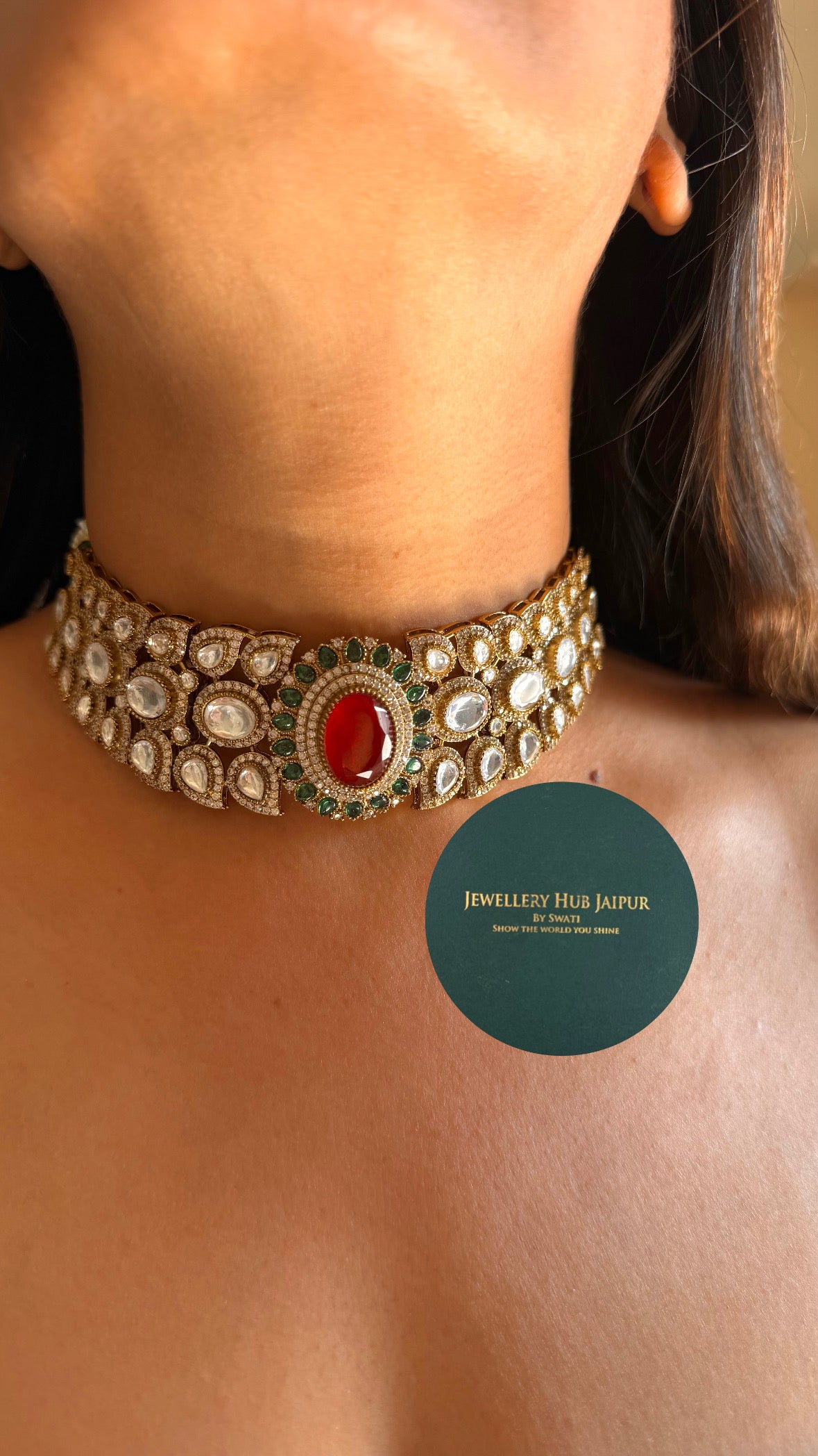 Emerald & Ruby bridal asia inspired choker