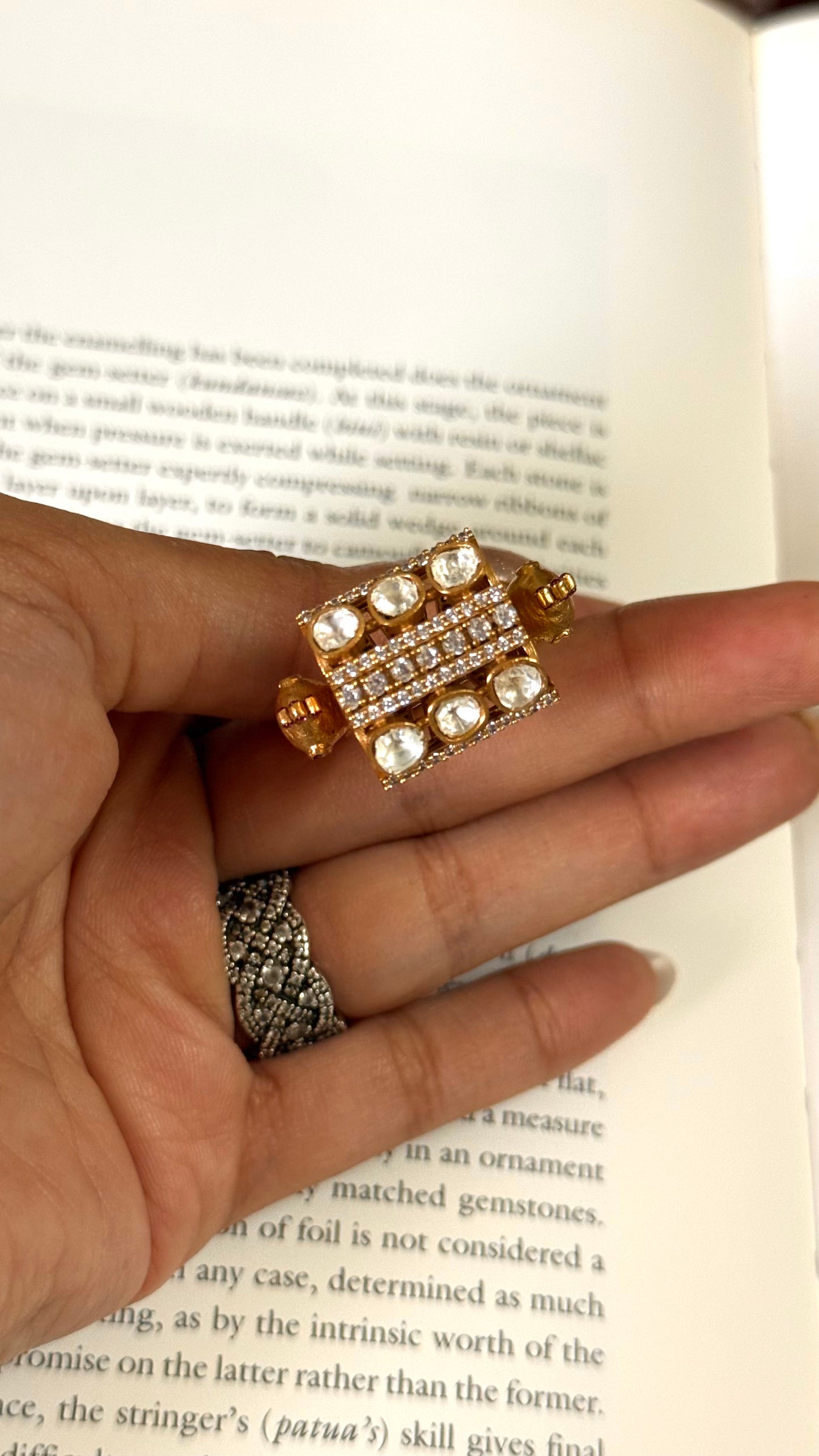 Moissanite peacock design adjustable ring