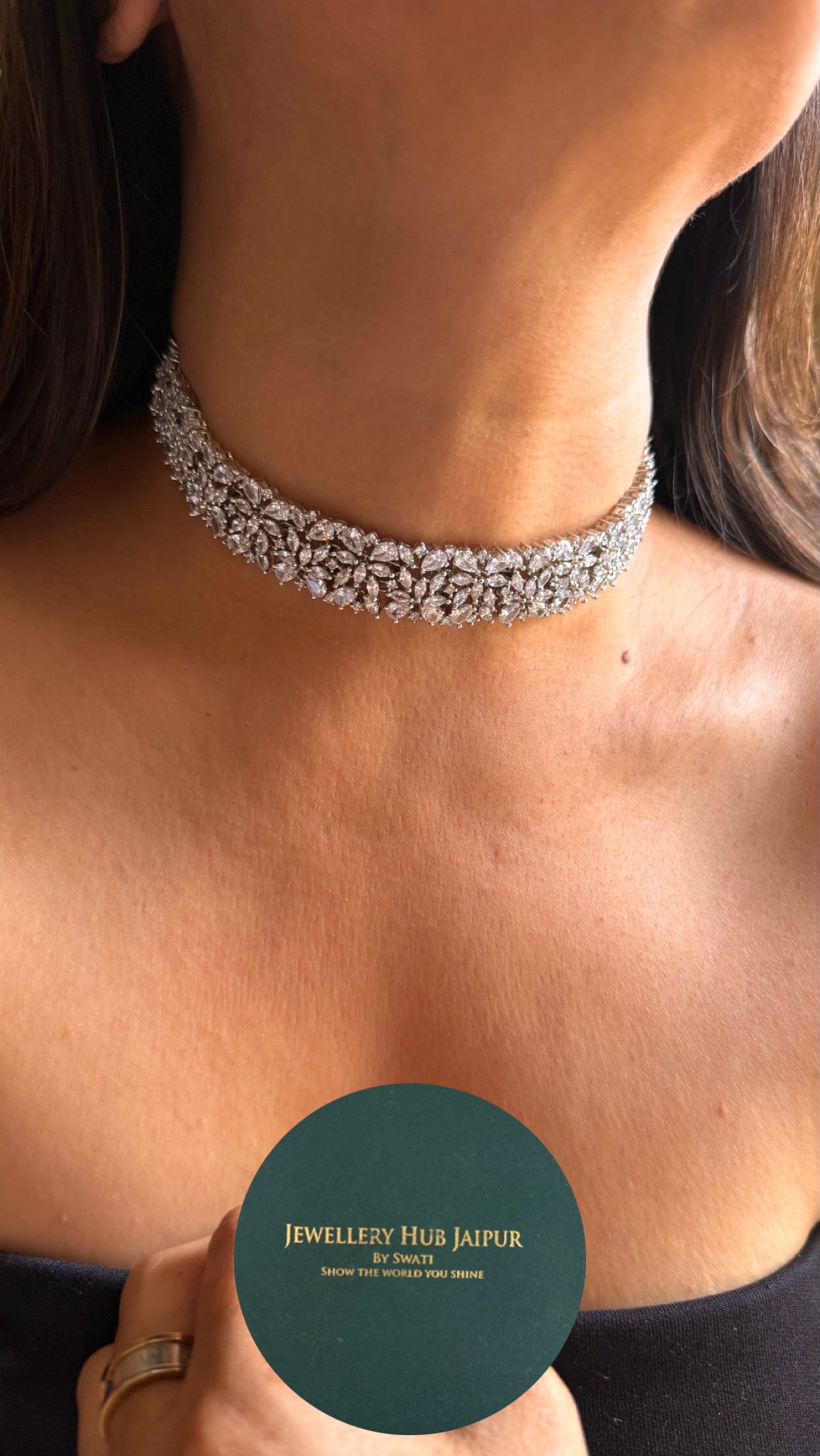 Cz diamond minimalist choker Necklace