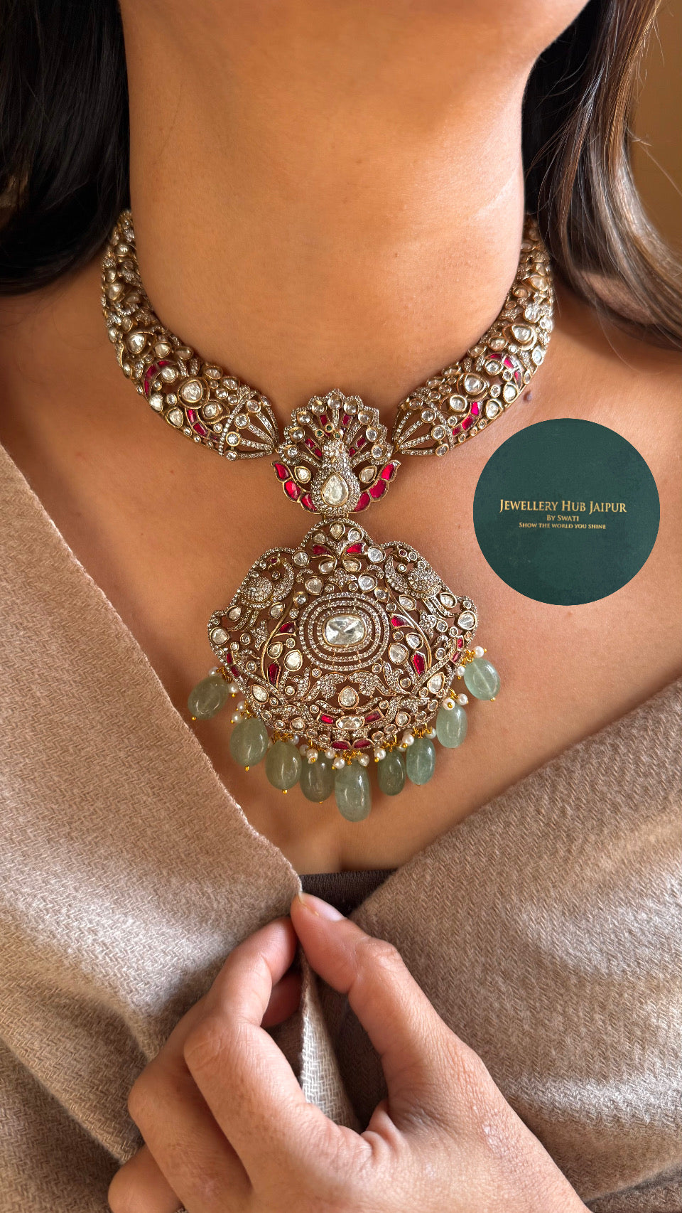 Amrapali inspired peacock heritage necklace set