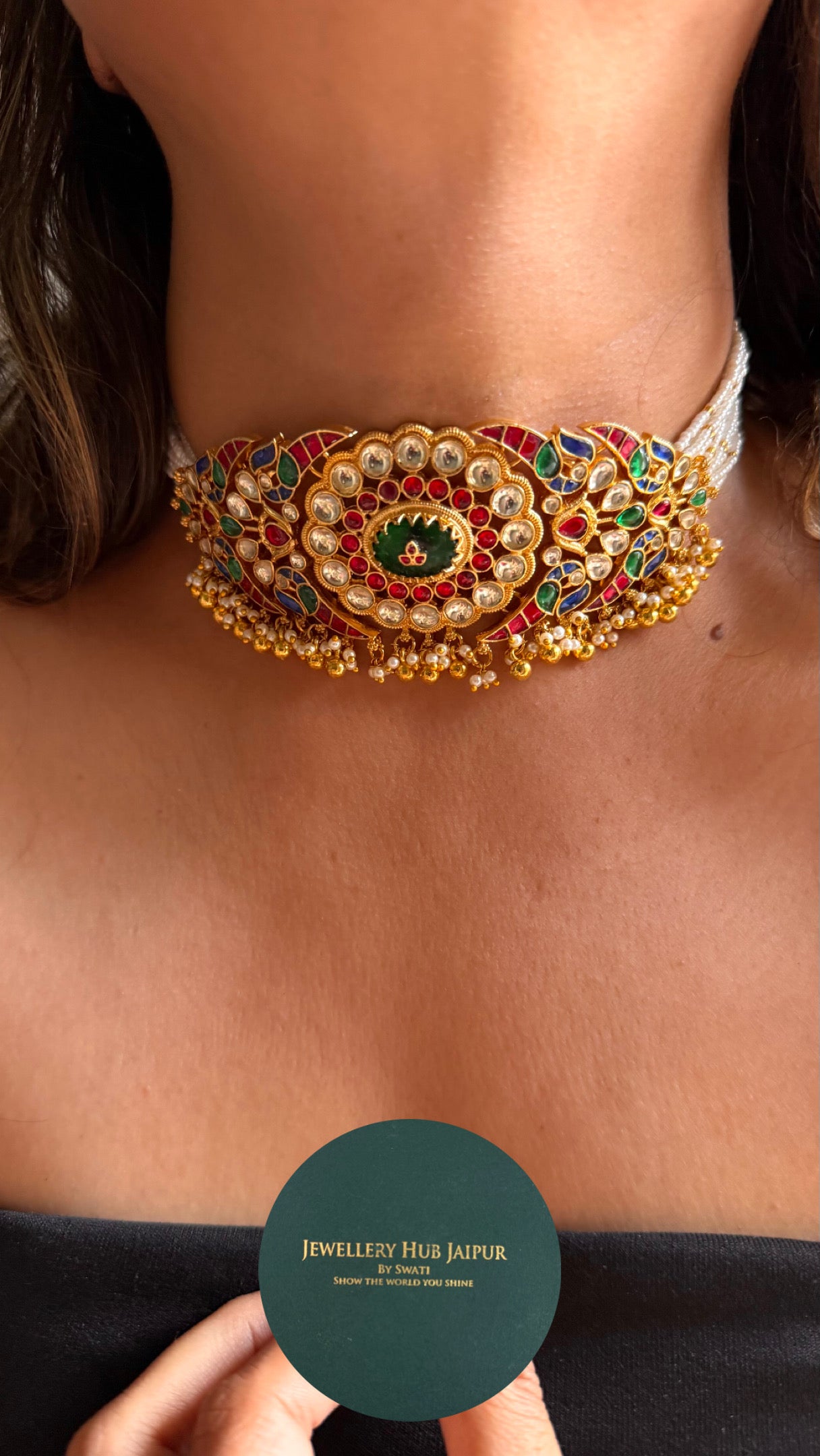 Handmade jadau pachi Kundan statement choker
