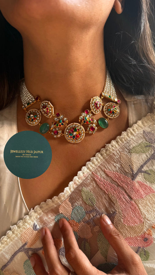 Emerald Amrapali Navratna pearl set