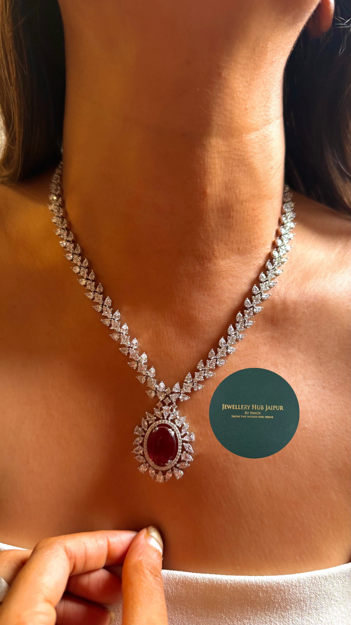 Clara Ruby doublet cz diamond minimal collar set
