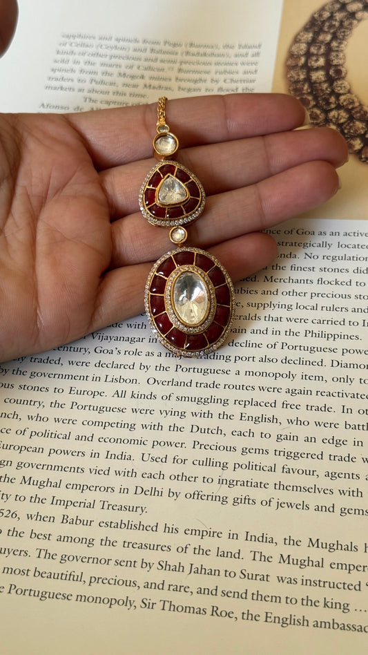 Emerald drop polki maangtika