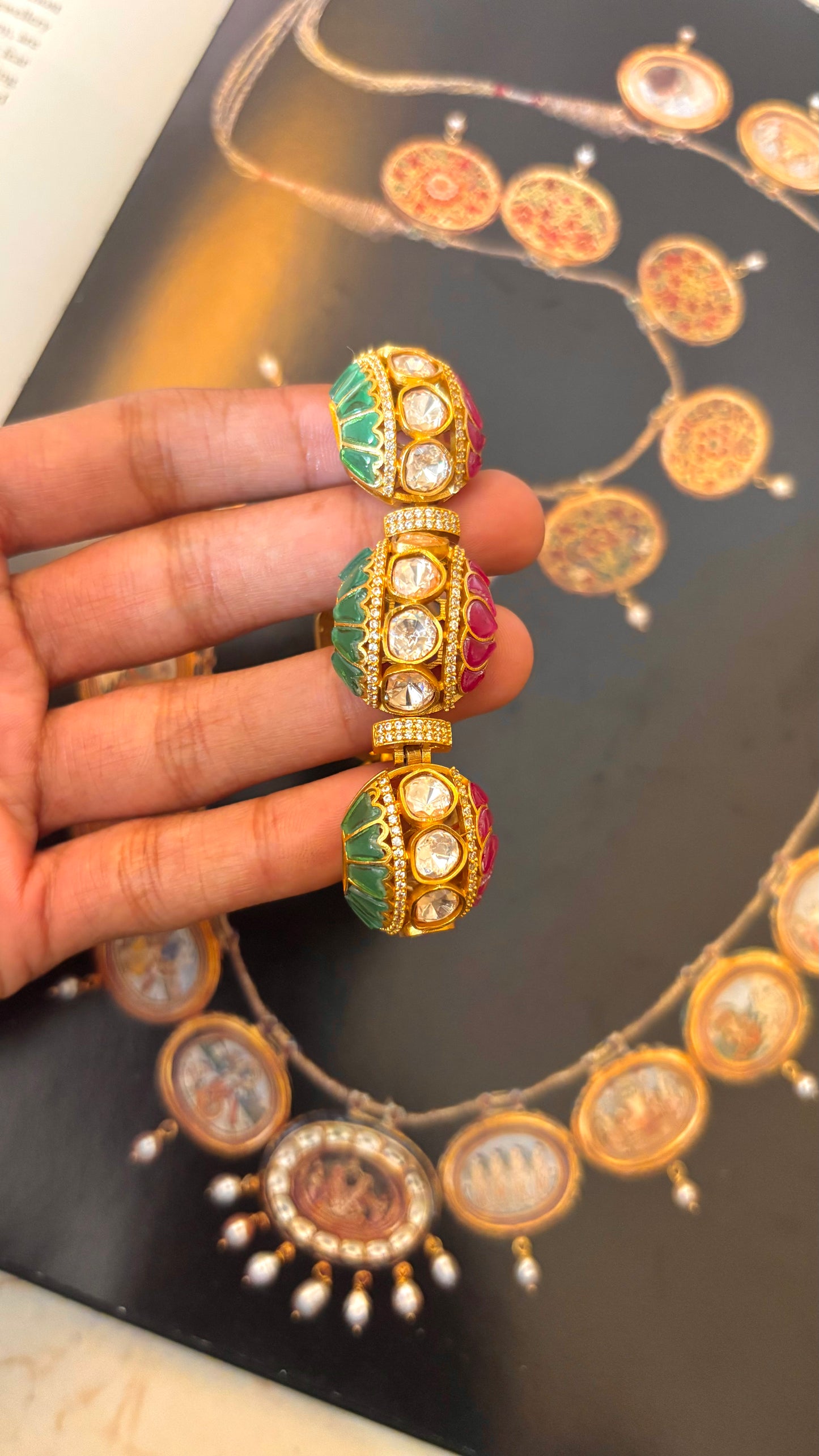 Emerald & Ruby takkar work adjustable bracelet