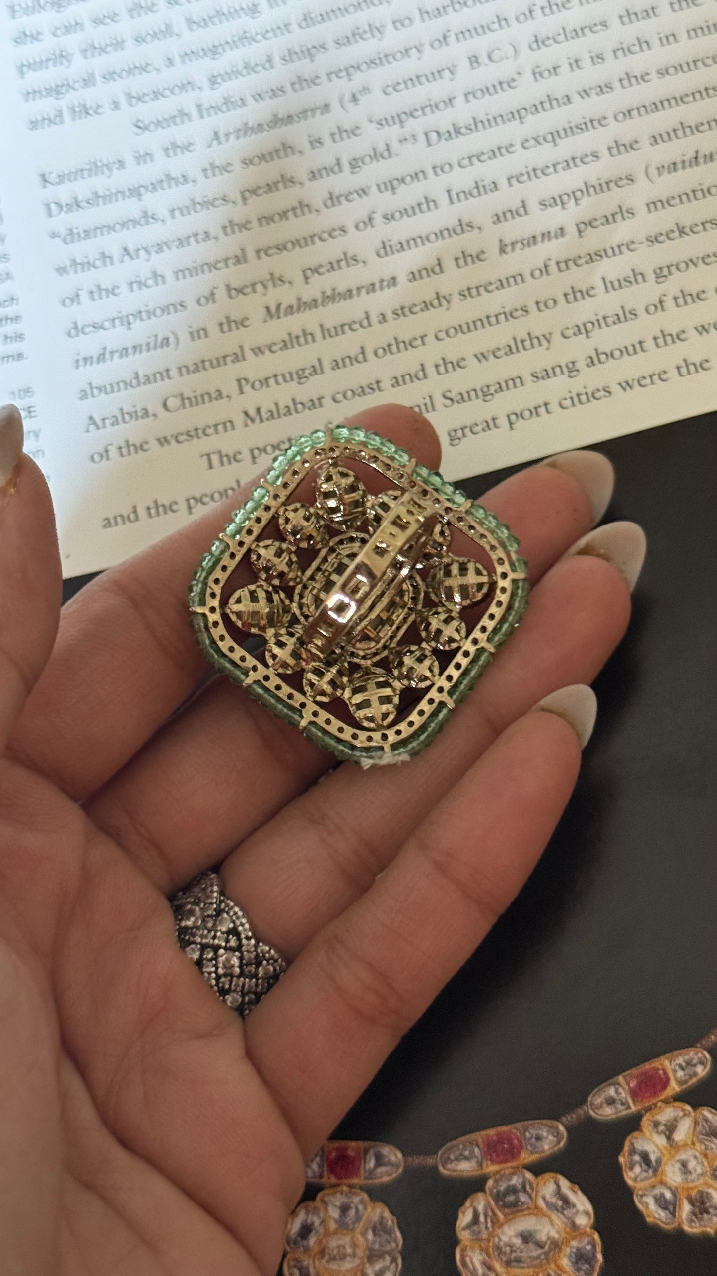 Moissanite polki mint rajwada ring