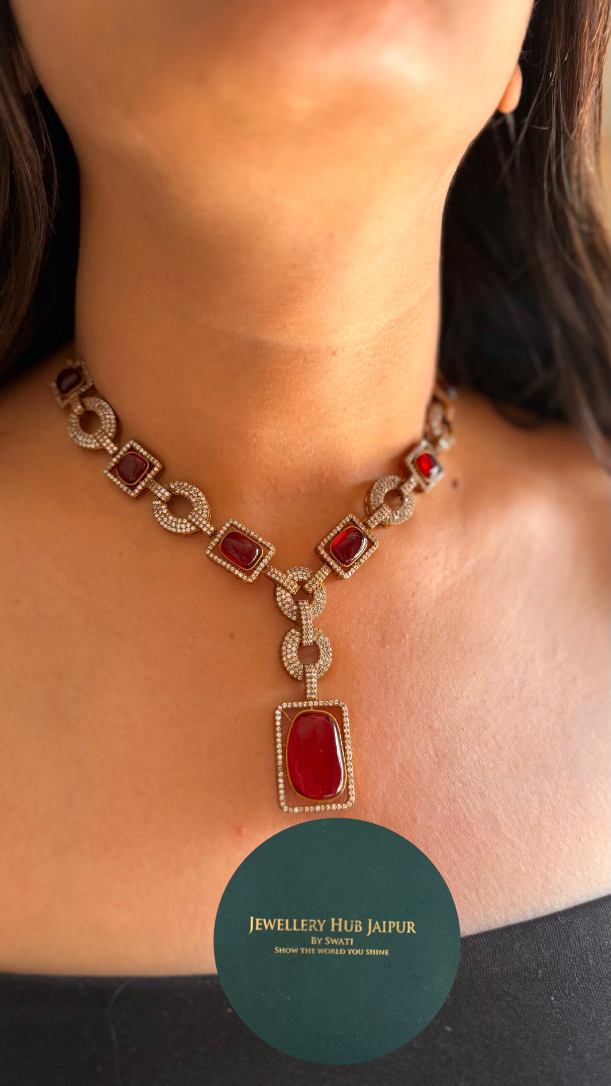 Ruby victorian collar necklace