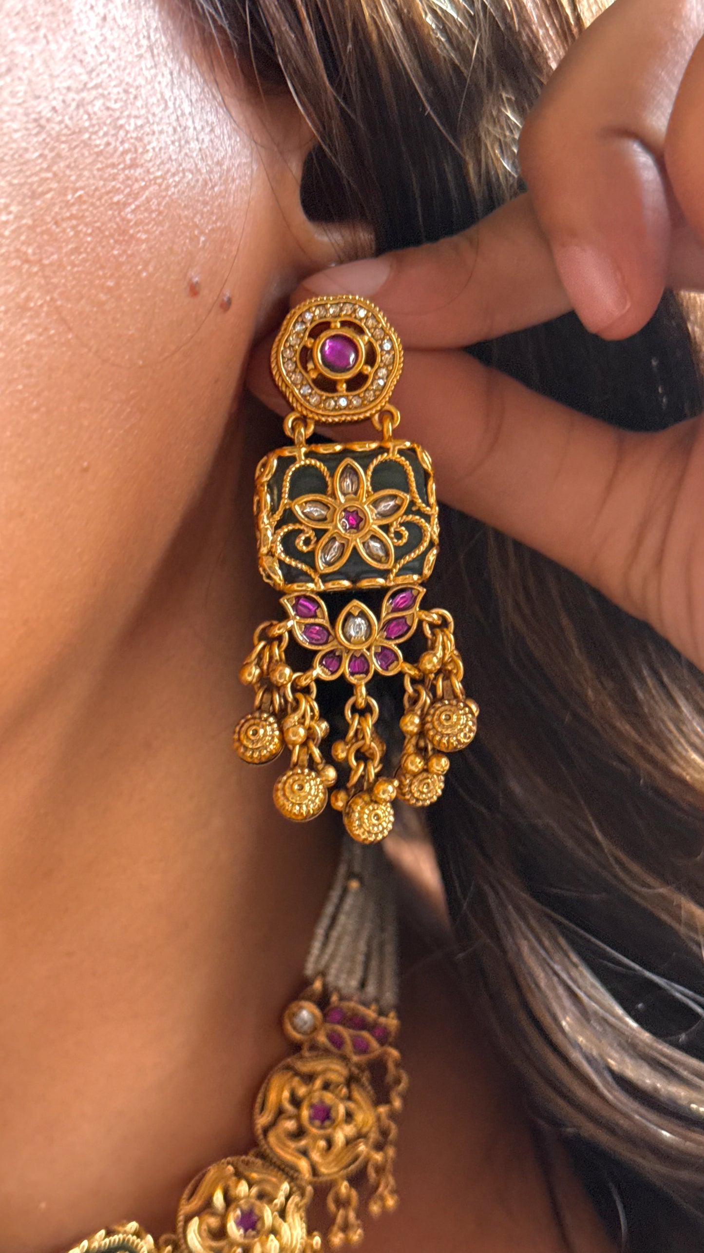 Gajanand Inspired Floral nakshi rajwada necklace set